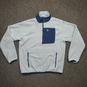 HUK Fishing Fleece Pullover Men' Medium White 1/4 Zip Polyester Outdoors Stained